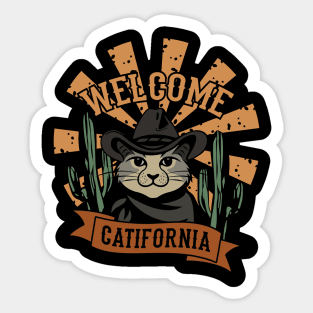 Western Desert Cat Welcome California Sticker